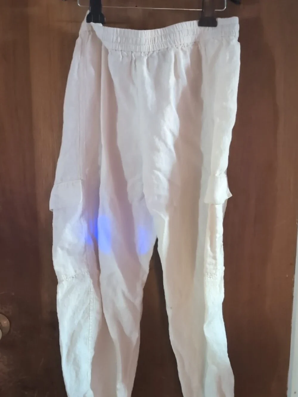 Everlane Flax White Linen Cargo Pants with Drawstring Waist Size Large